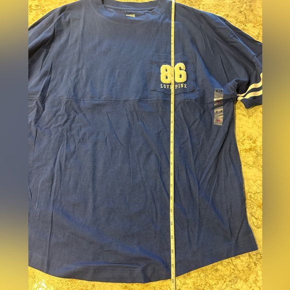 VS PINK Blue Pocket Tee shirt White Logo  NWT Small - Picture 8 of 9